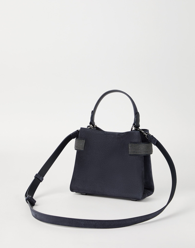Brunello Cucinelli Essence small top-handle bag in suede with precious bands outlook