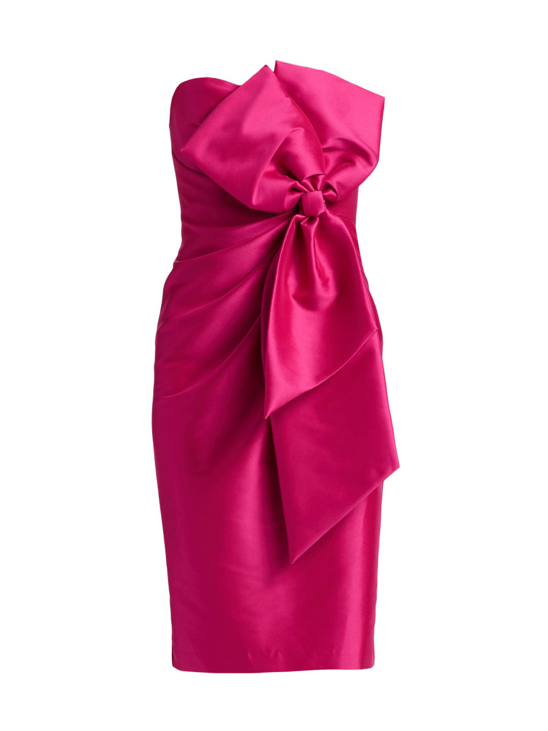 Women's Strapless Bow-Accented Cocktail Dress - Hot Fuschia 1