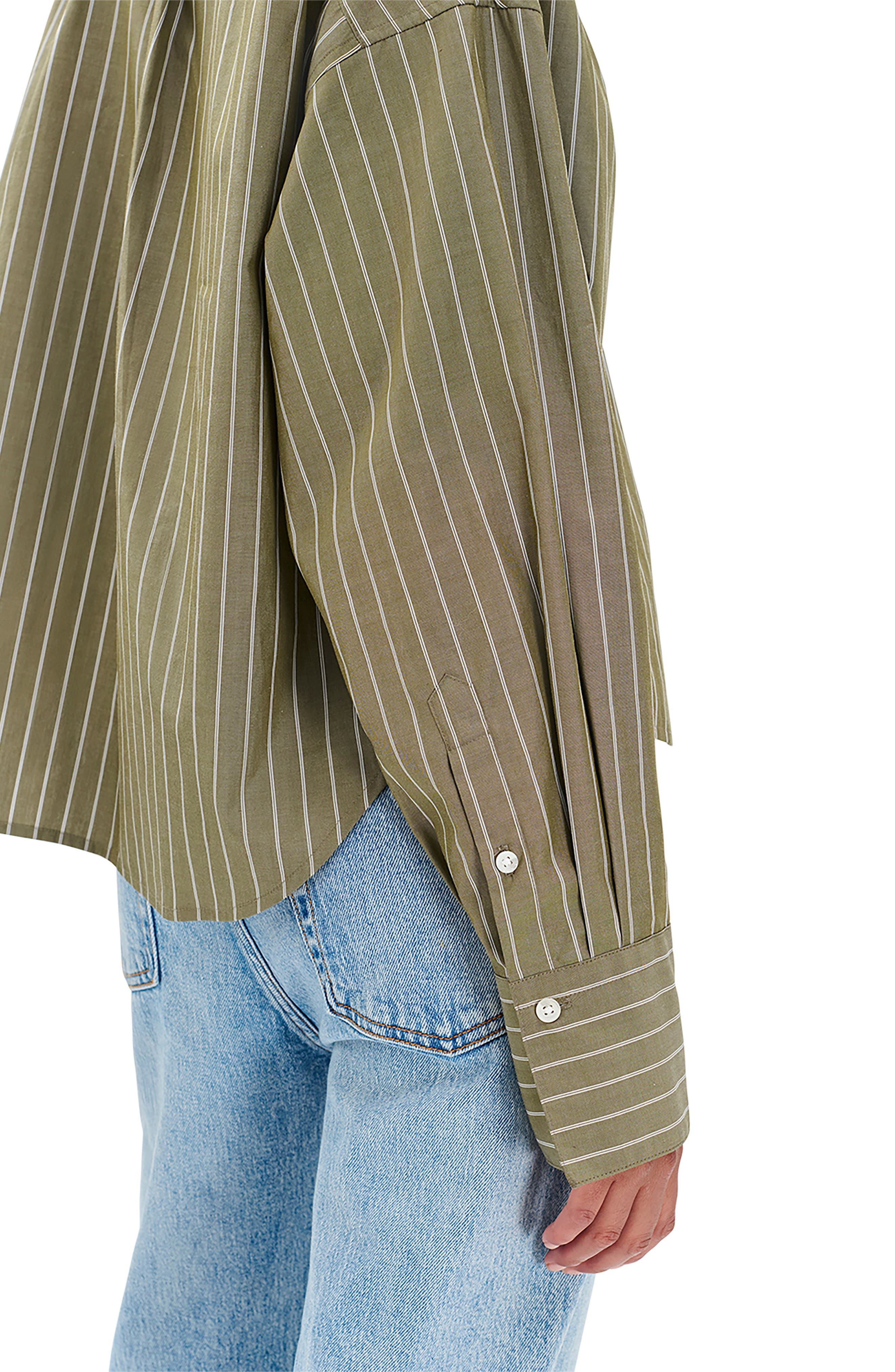 rag & bone Martha Stripe Cotton Poplin Button-Up Shirt in Green Stripe at Nordstrom - 4