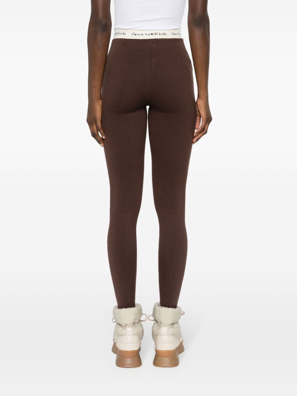 logo-waistband knitted leggings - 4