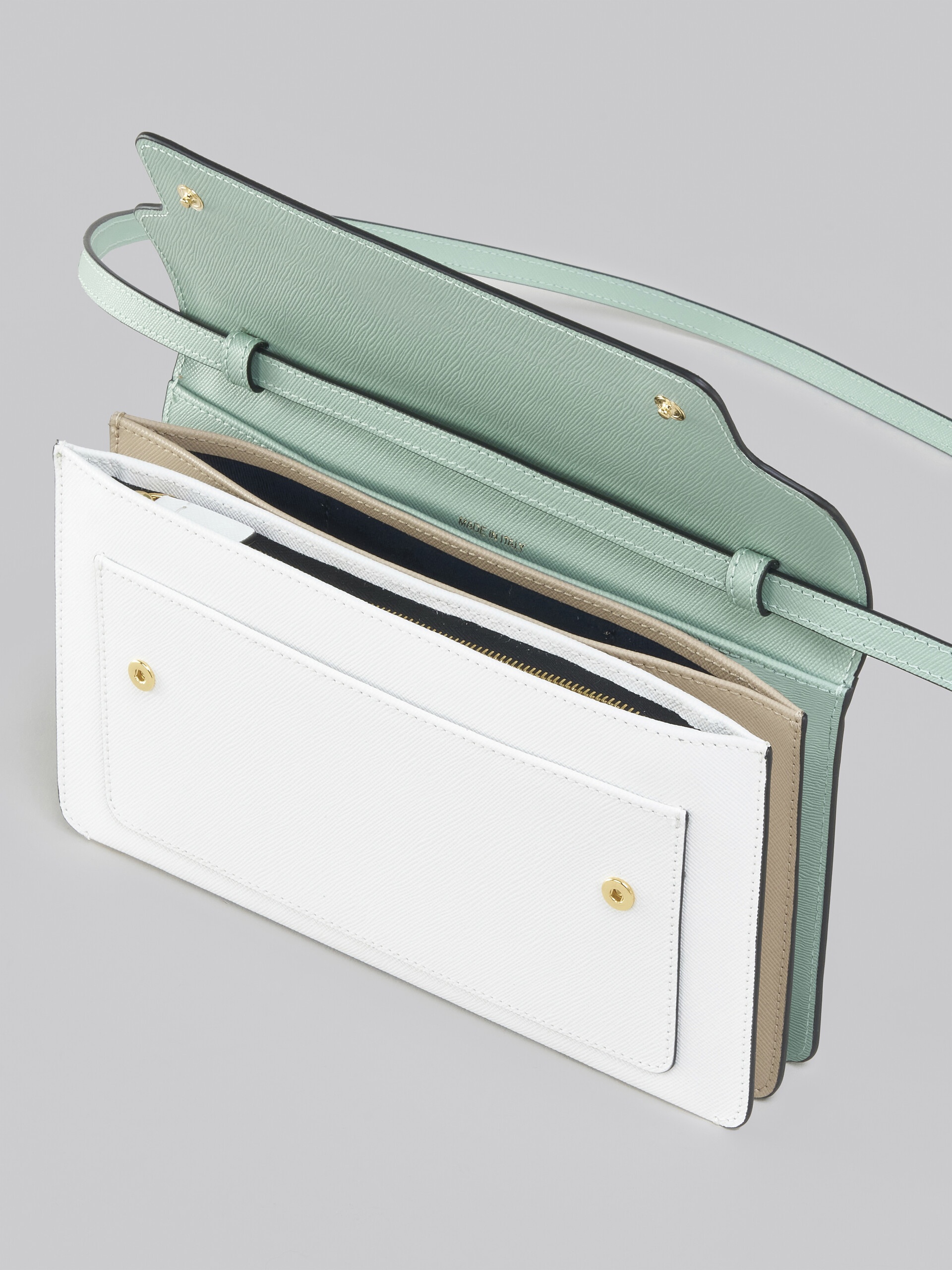TRUNK CLUTCH IN LIGHT GREEN WHITE AND BROWN SAFFIANO LEATHER - 5
