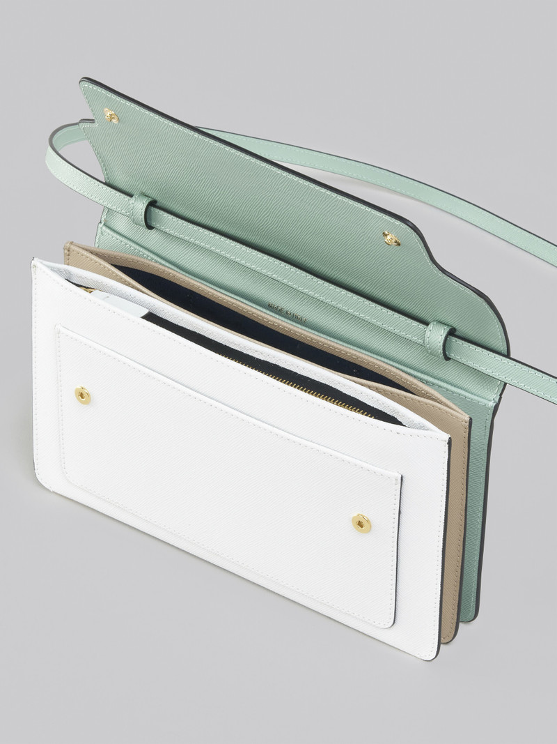 TRUNK CLUTCH IN LIGHT GREEN WHITE AND BROWN SAFFIANO LEATHER 5