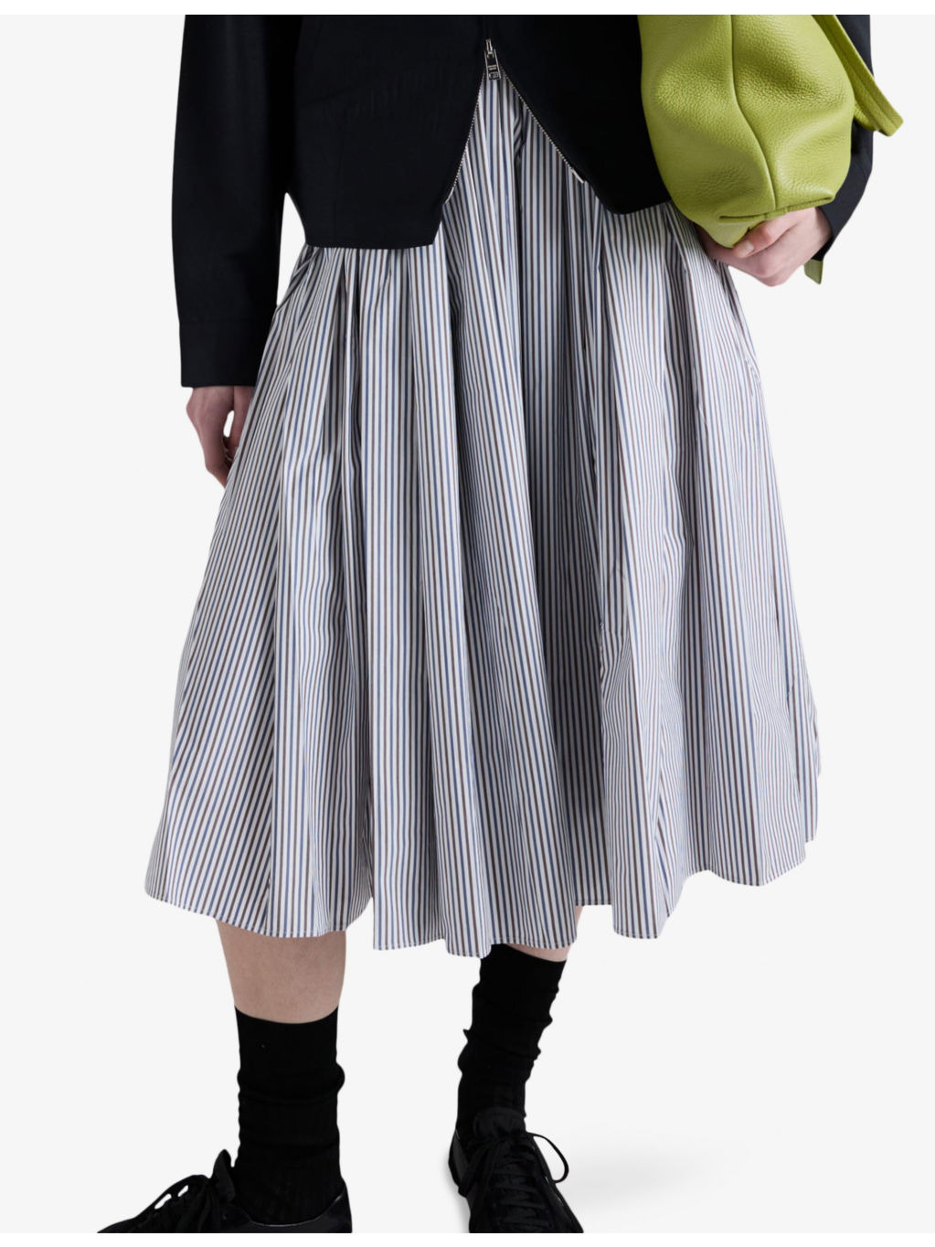 Striped Cotton Poplin Midi Skirt - 3