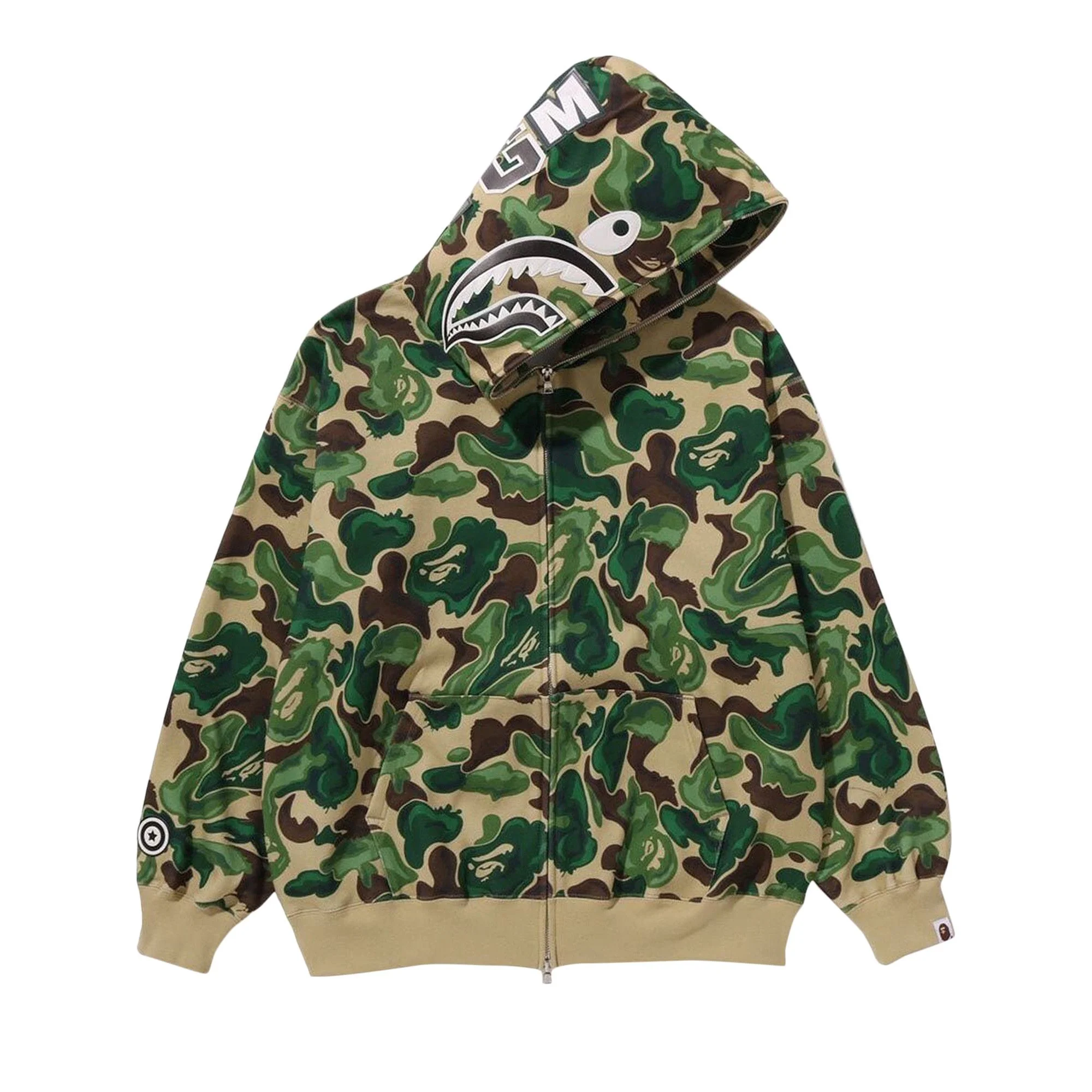 BAPE Art Camo Shark Full Zip Hoodie 'Green' - 1