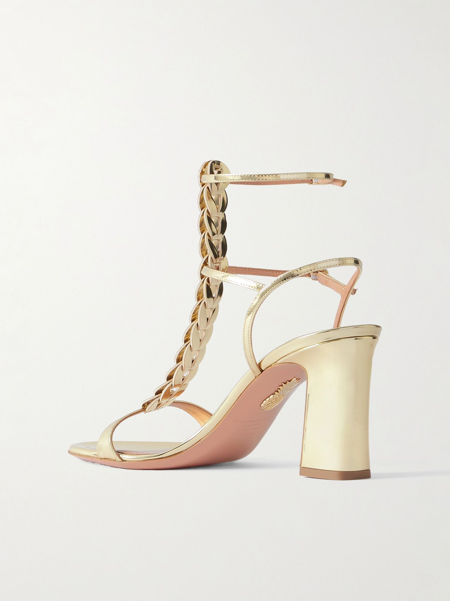 Destiny Gladiator 85 braided metallic leather sandals Shiny gold - 3