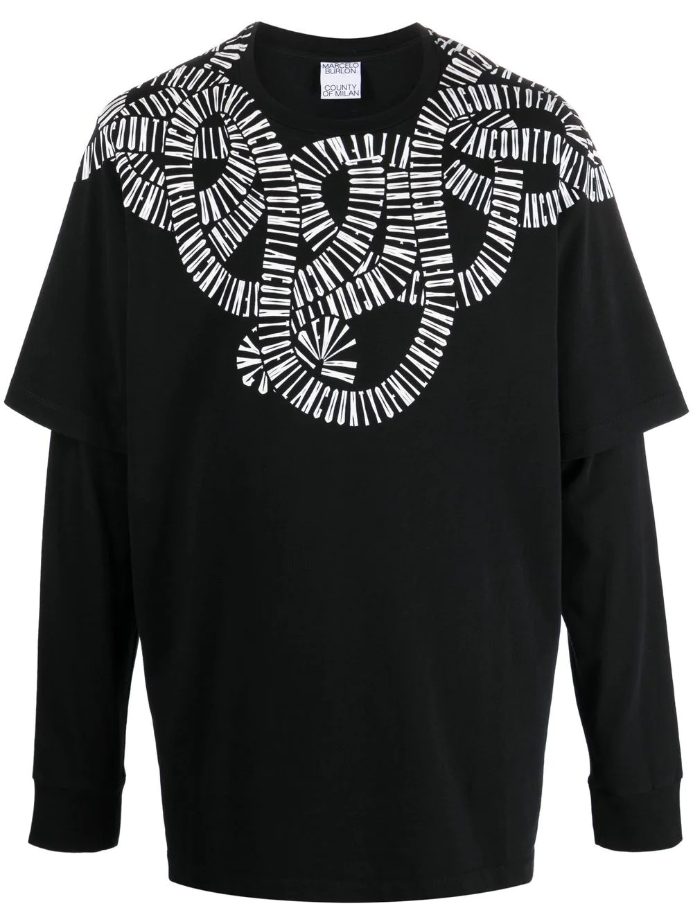 logo-print layered T-shirt - 1