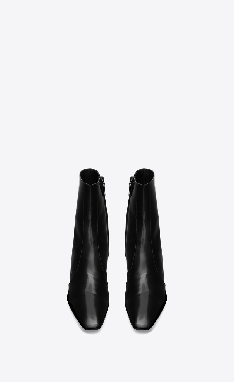 SAINT LAURENT xiv zipped boots in glazed leather outlook