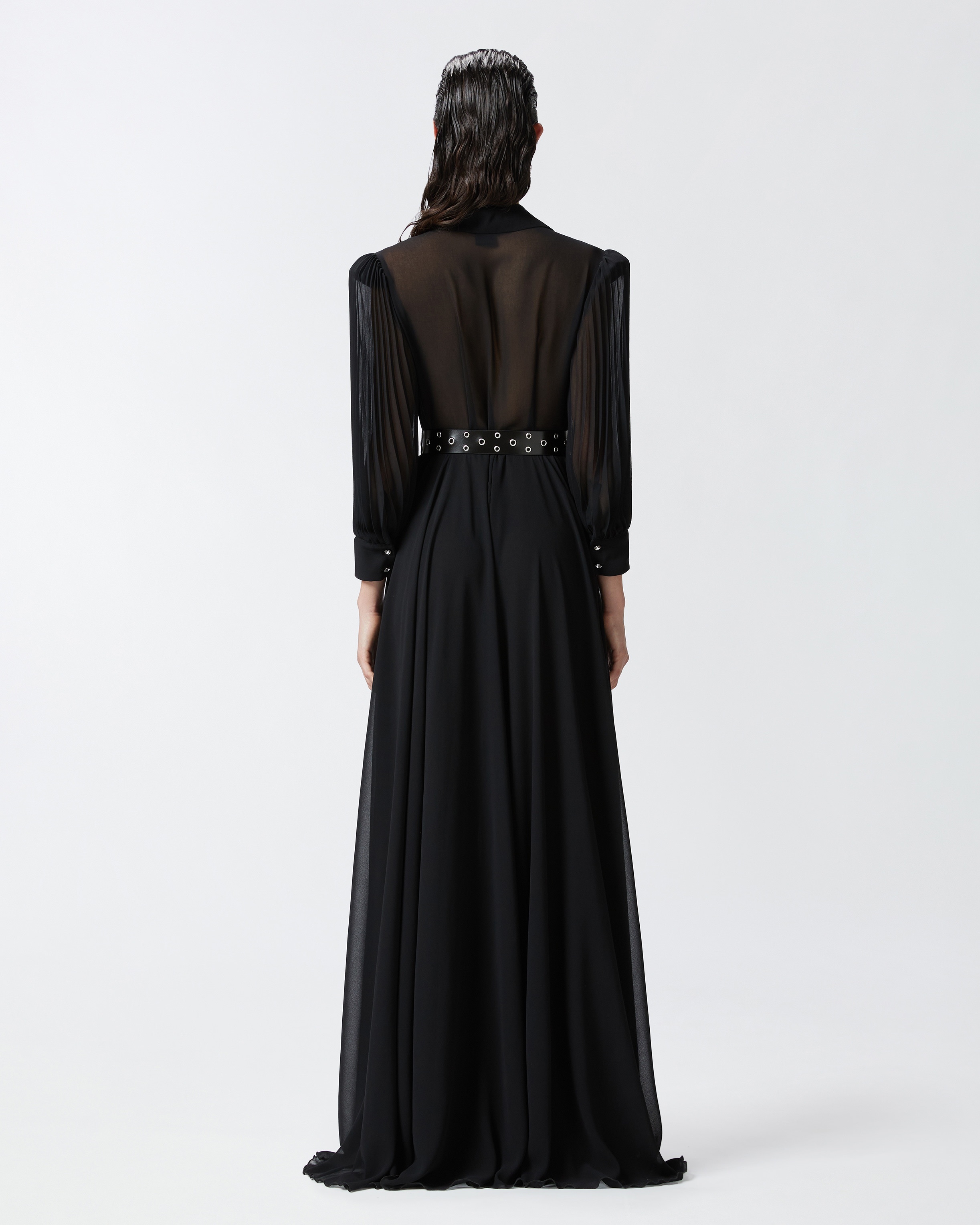 LONG SHIRT DRESS WITH TRANSPARENT BACK - 5