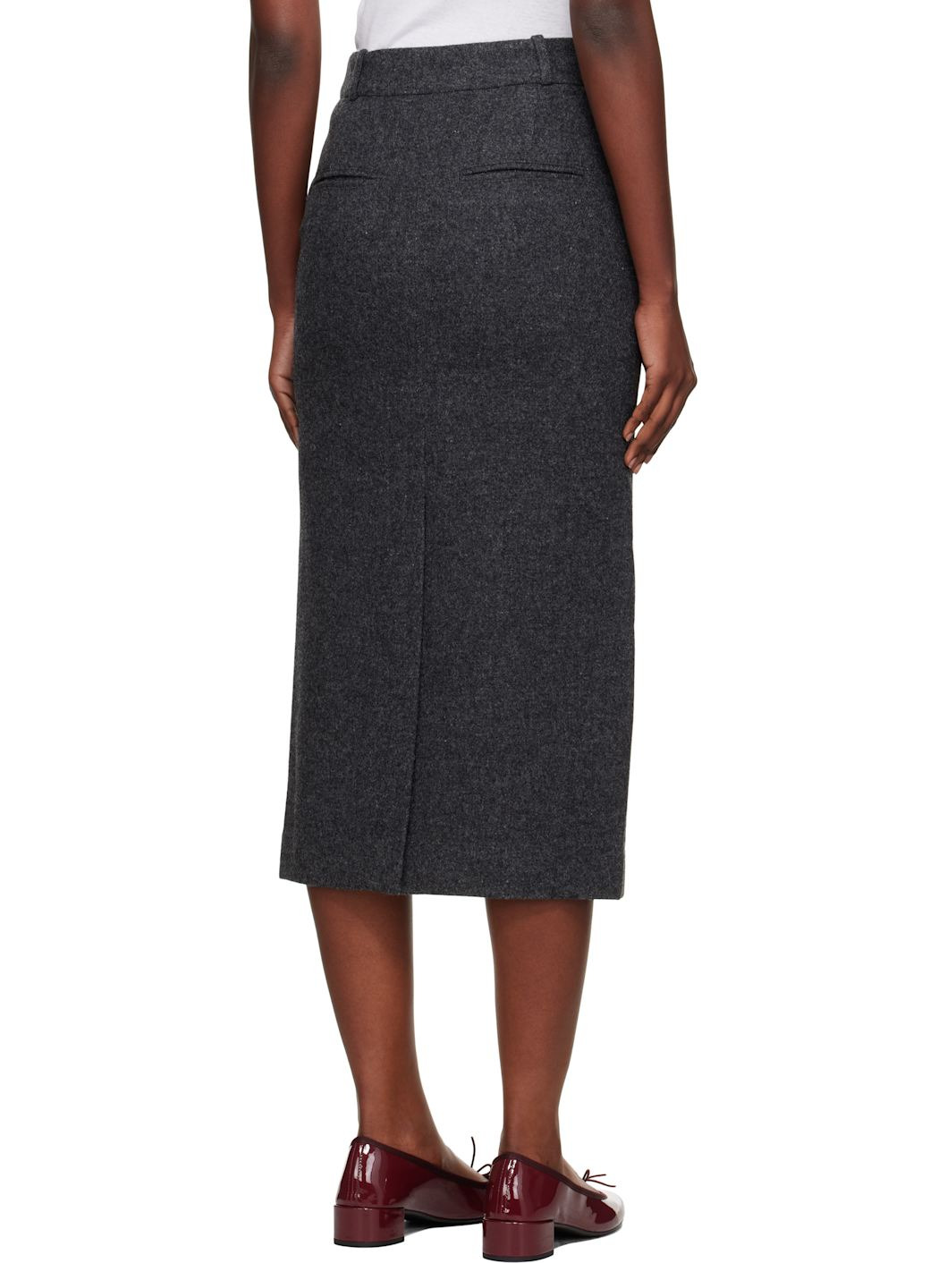 Gray Bany Wool Midi Skirt - 3