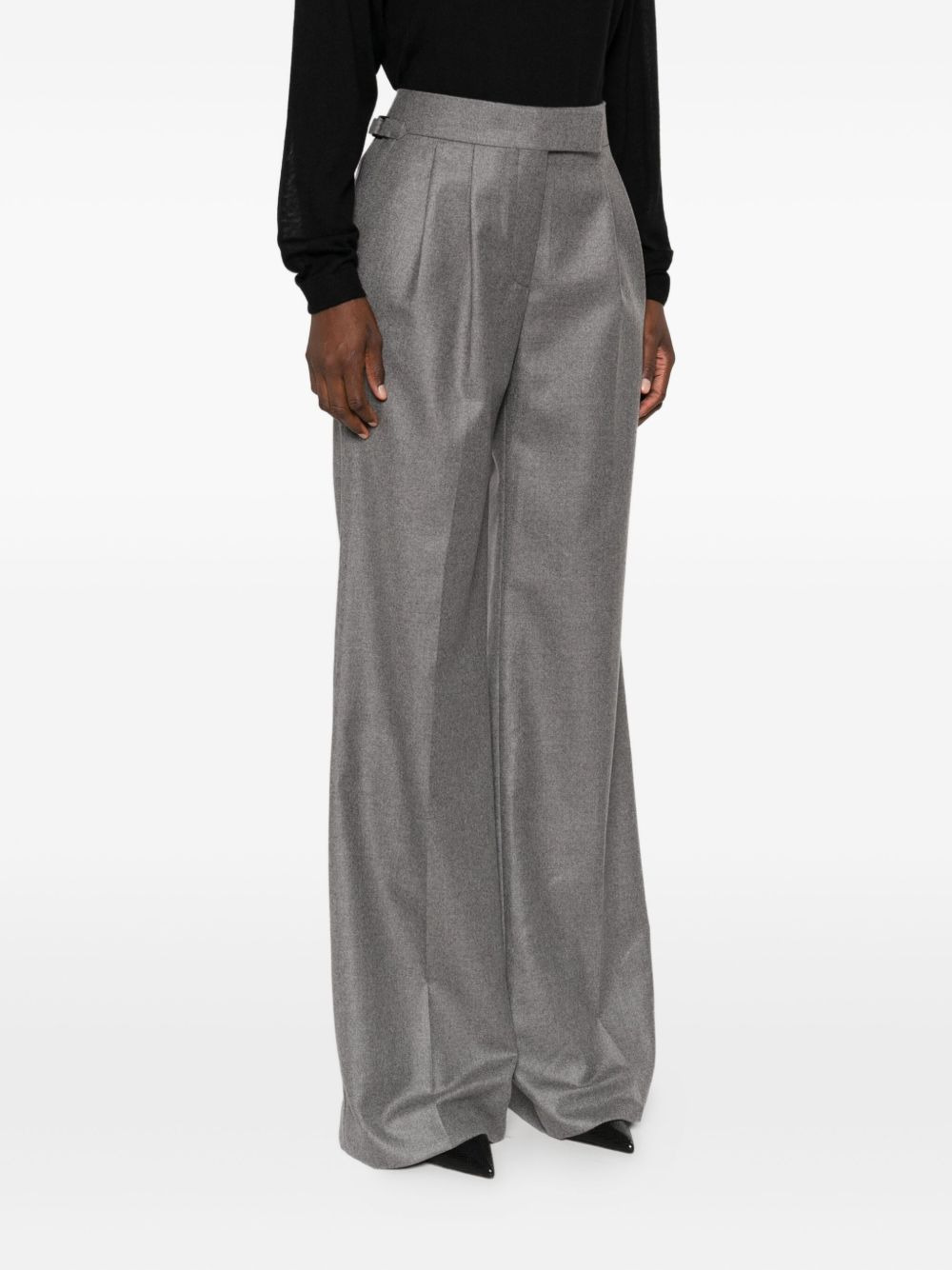 pleated-front buckle-tabs trousers - 3