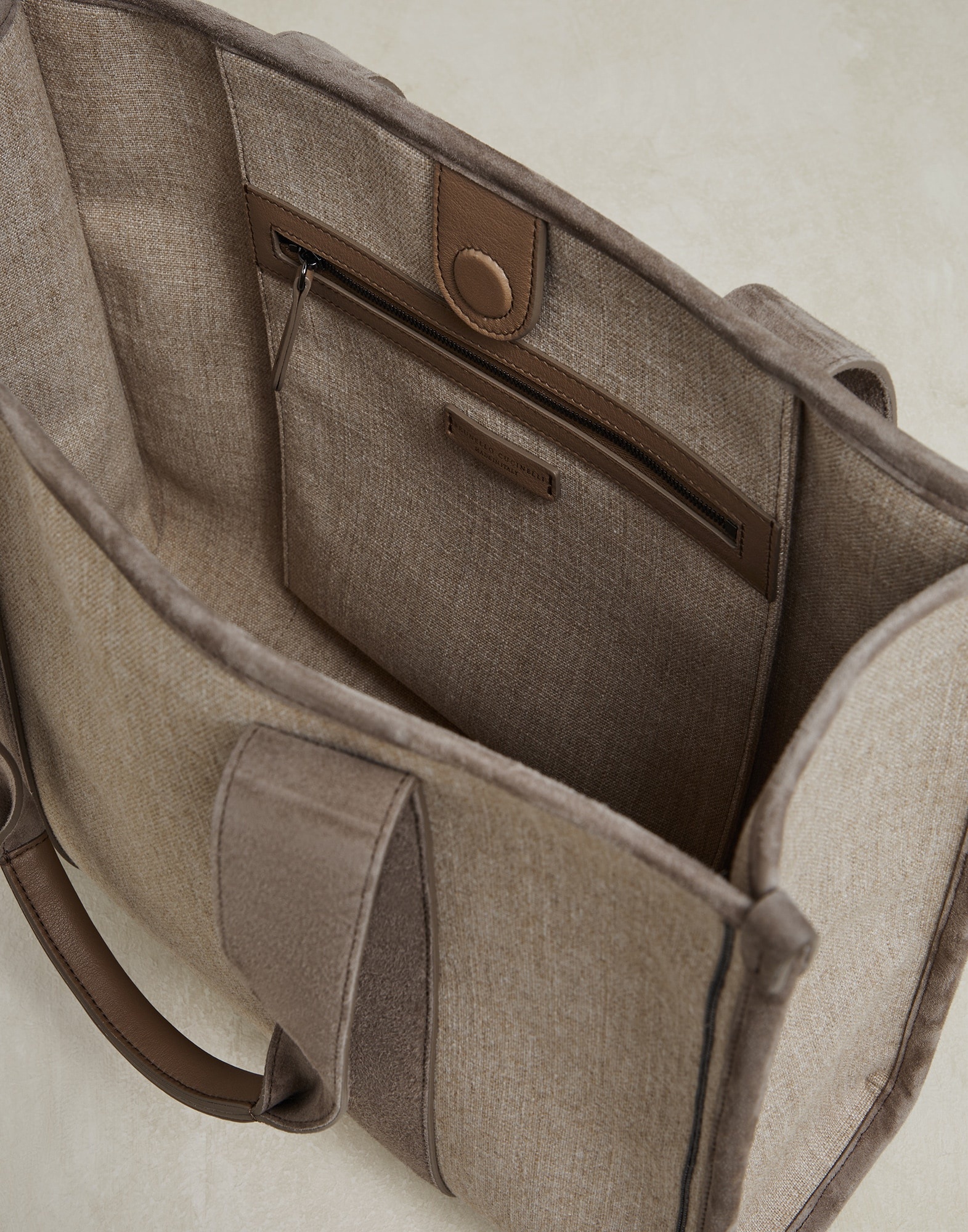 Canvas shopper bag with striped handles and monili - 5
