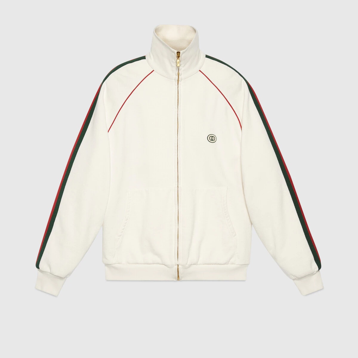 Jersey zip-up sweatshirt with Web - 1