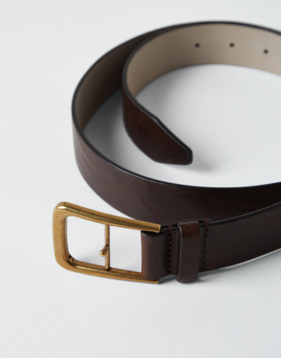 Brunello Cucinelli Aged leather belt outlook