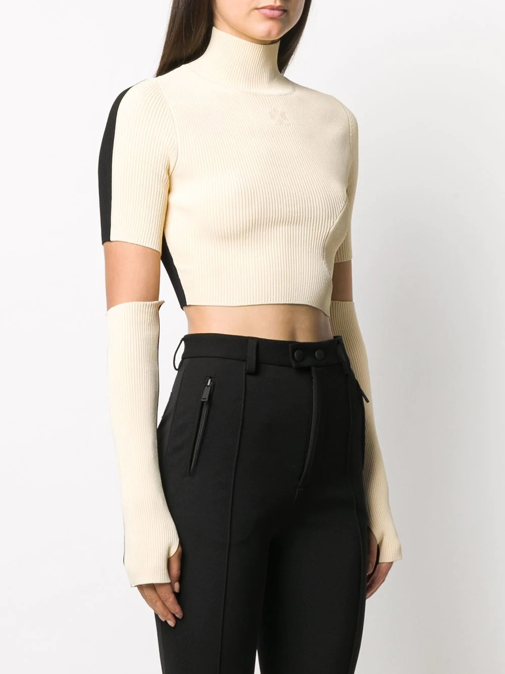 ribbed knitted cropped top - 3