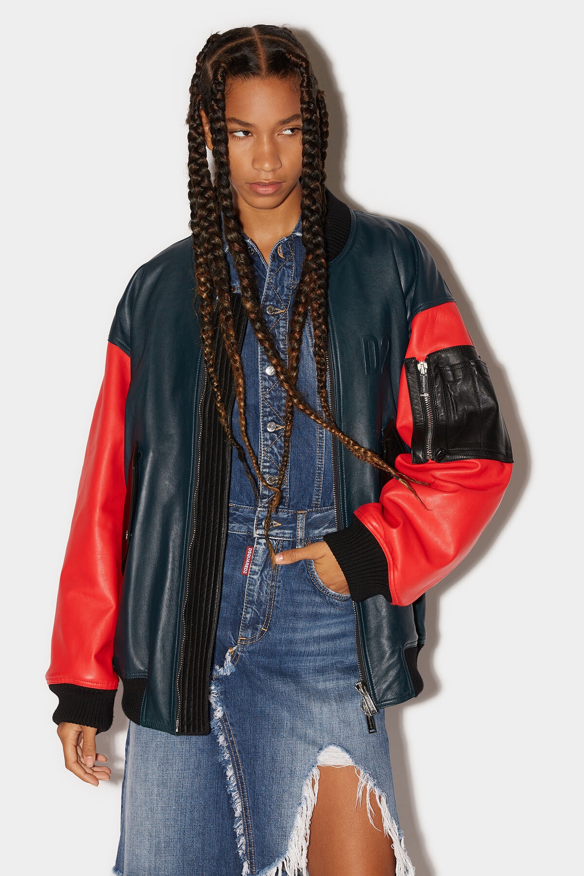 D2 LEATHER ZIPPED BOMBER - 1
