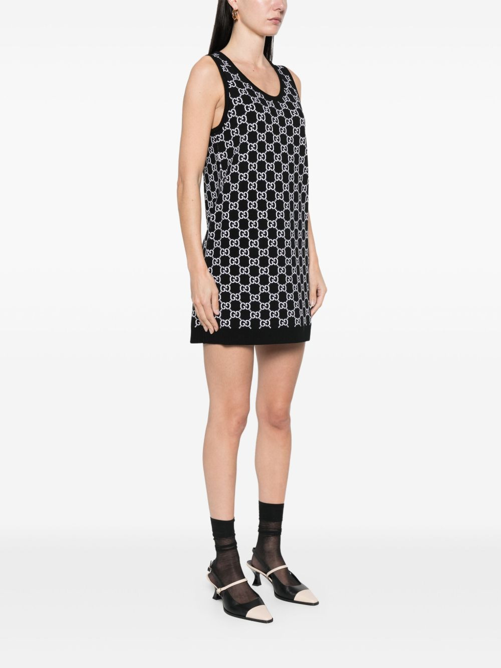 GG pattern sleeveless mini dress - 3