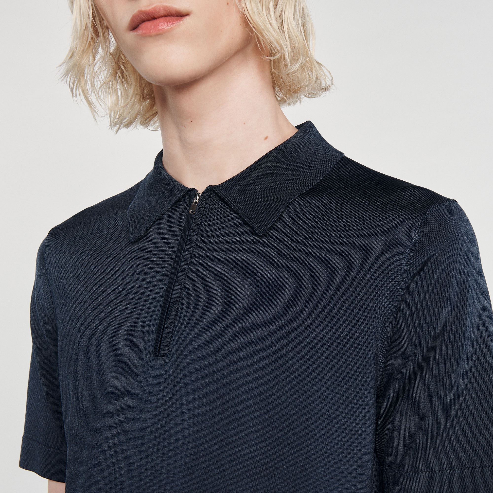 Knitted polo shirt with zip collar - 4