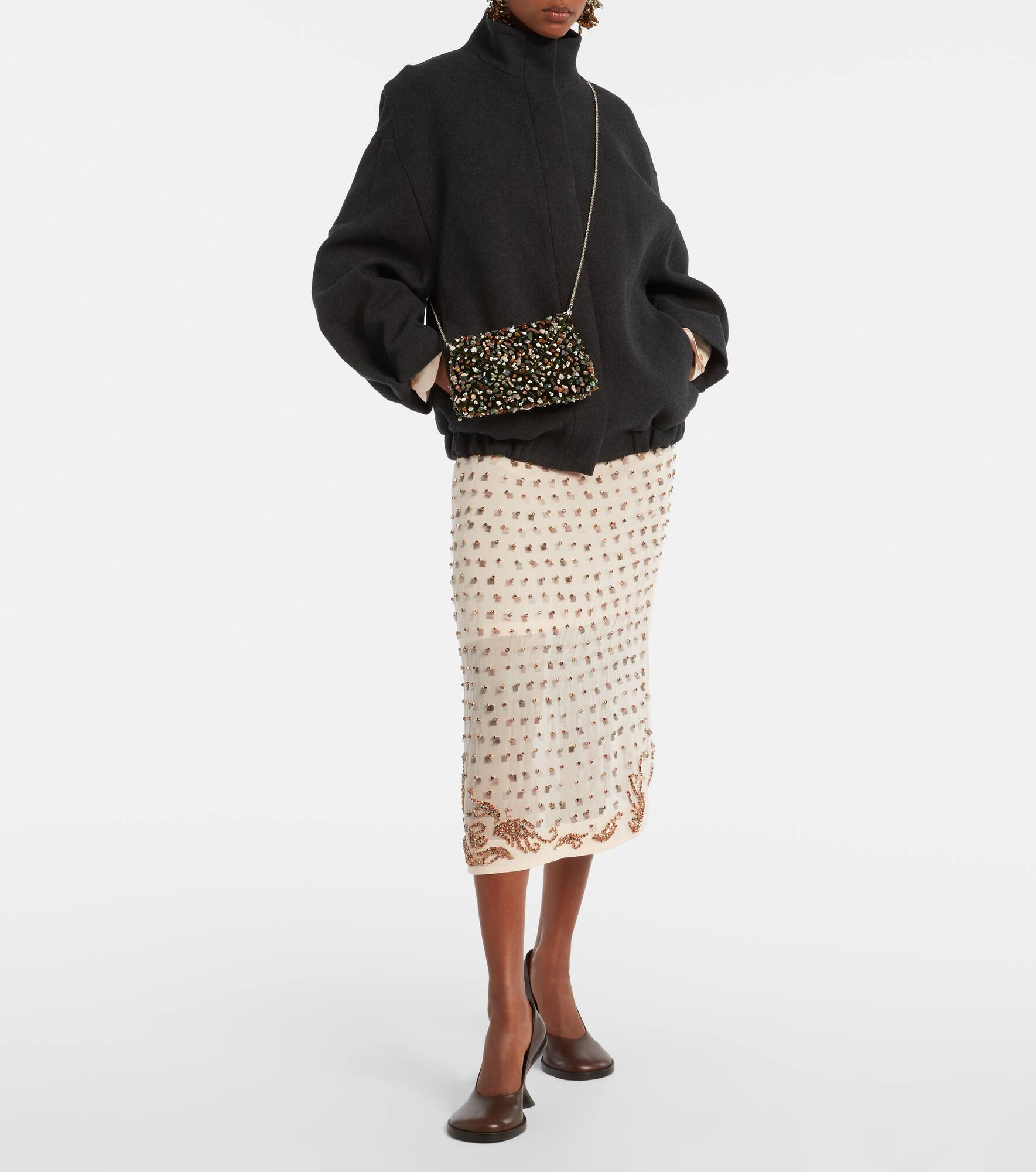 Embellished sheer midi skirt - 2