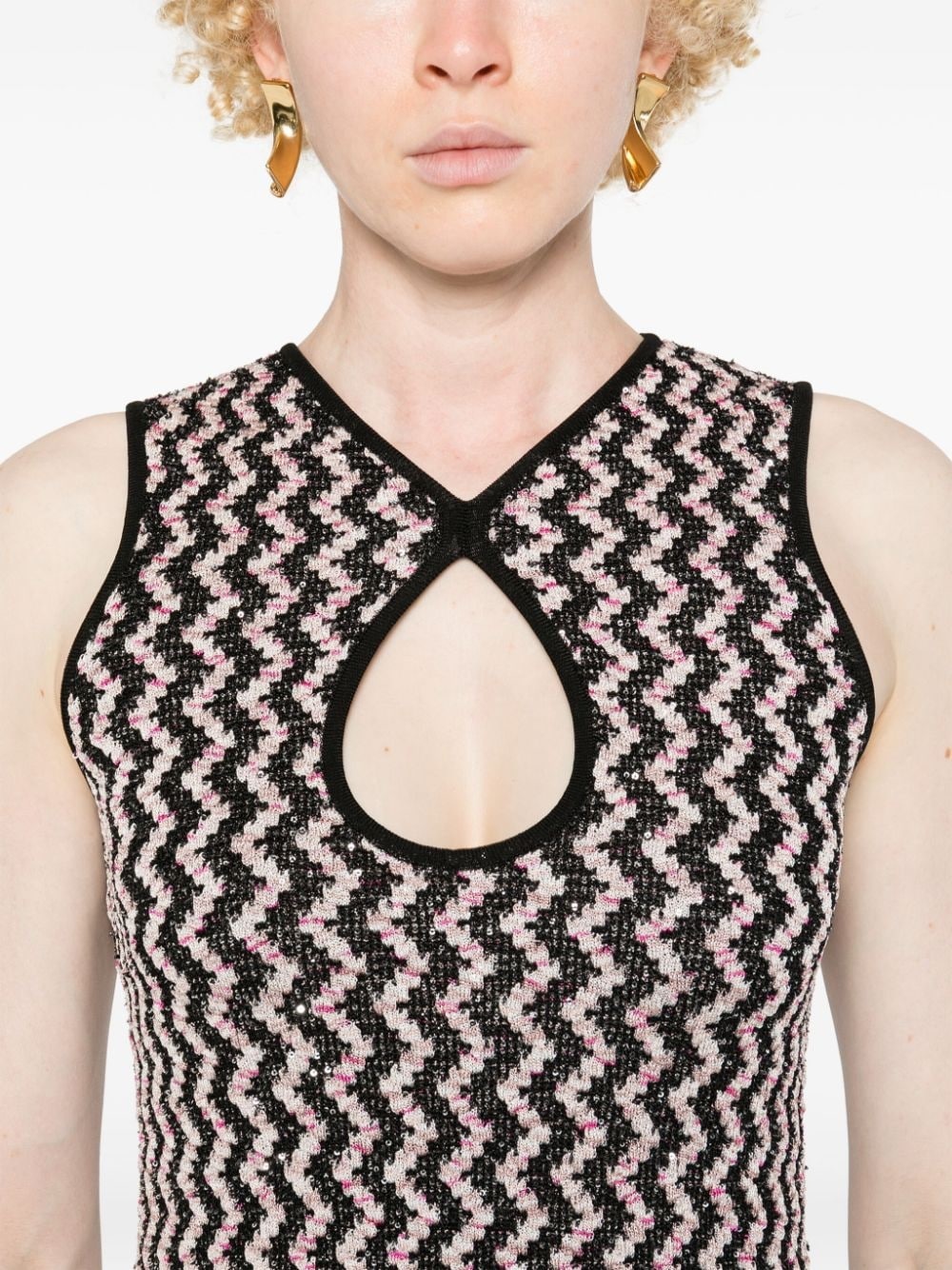 zigzag-pattern mini dress - 5