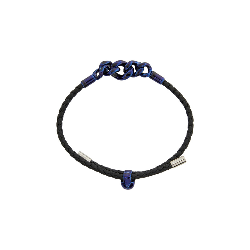 Alexander McQueen Alexander McQueen Leather Chain Link Bracelet 'Black' outlook