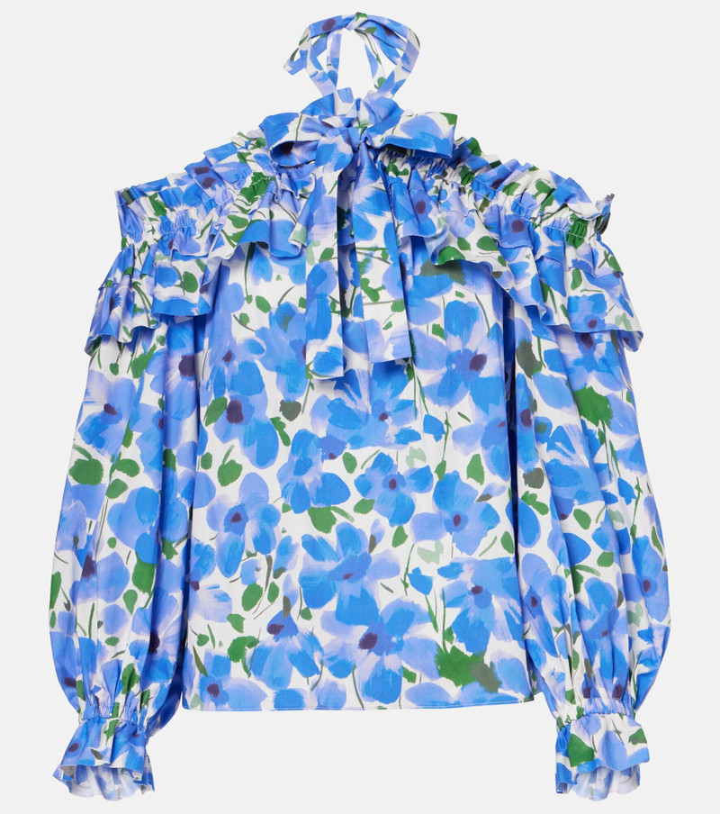 Floral off-shoulder cotton-blend top - 1