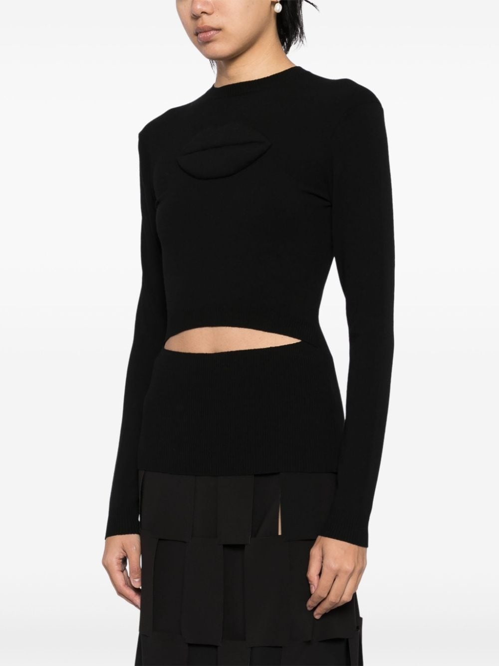 lip-appliqué knitted top - 3