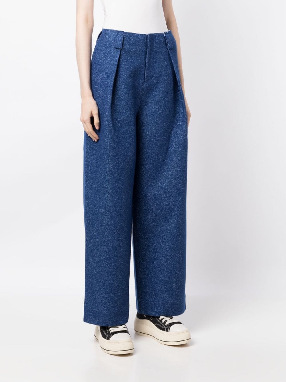 pleat-detail straight-leg trousers - 3