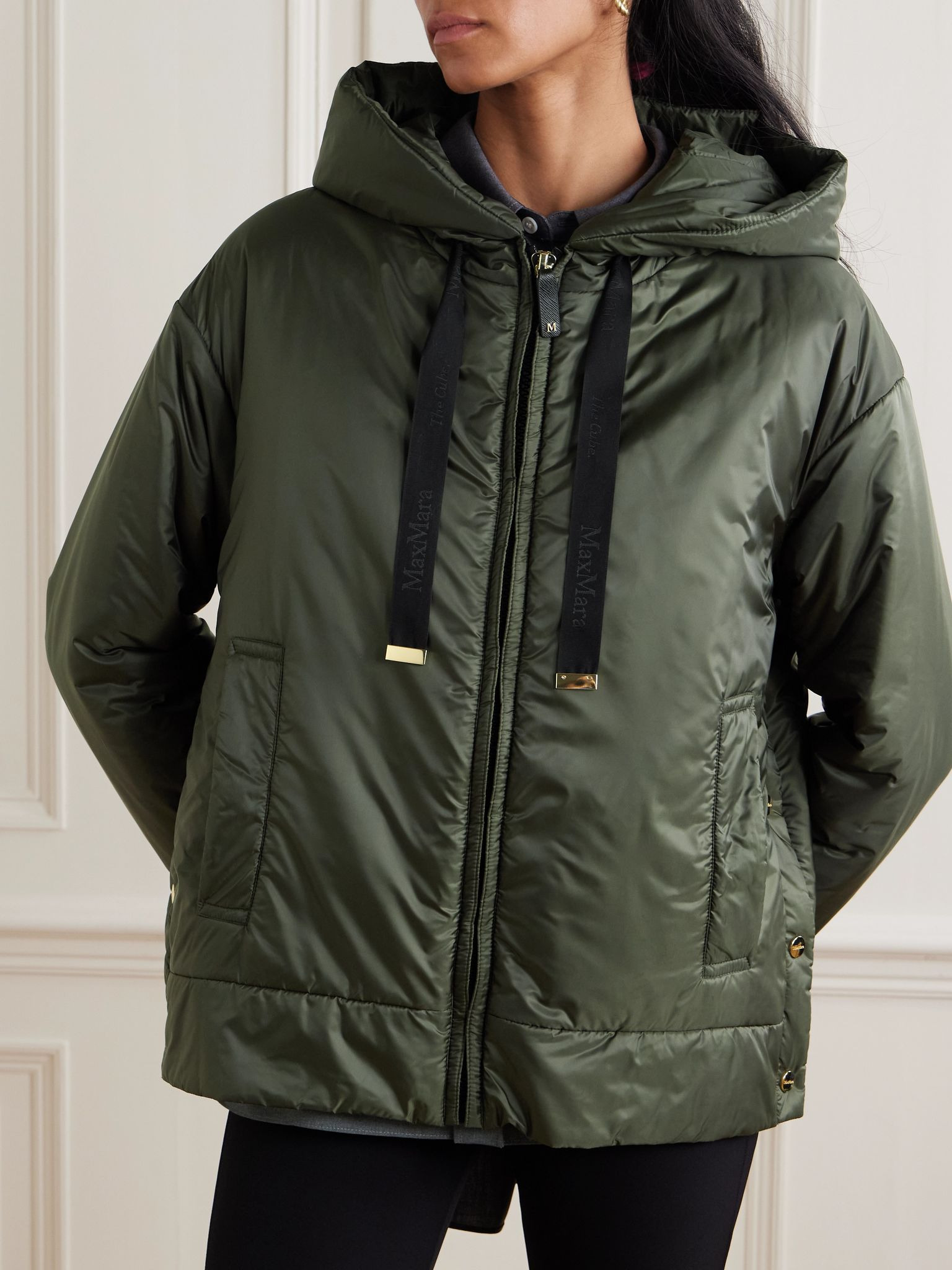 The Cube Daria hooded padded shell jacket Dark green - 3
