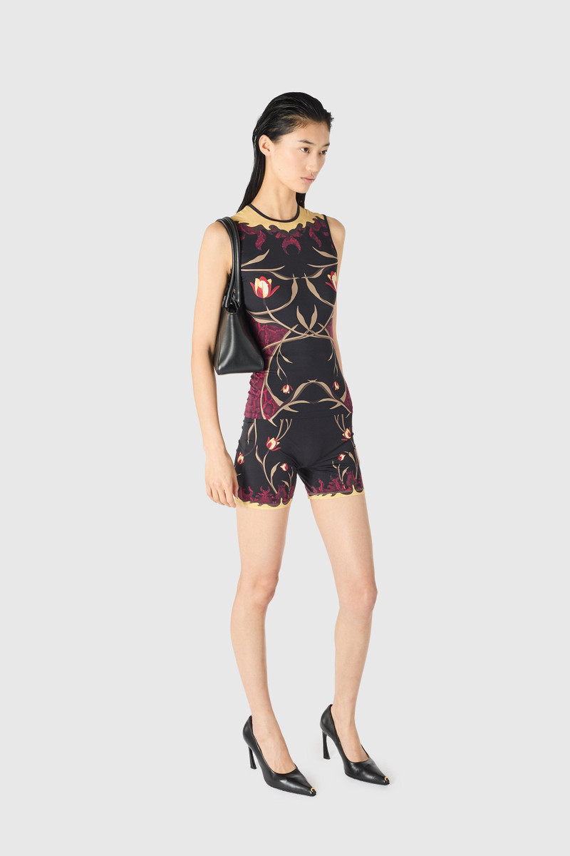 Marine Serre Flowers printed jersey second skin top outlook