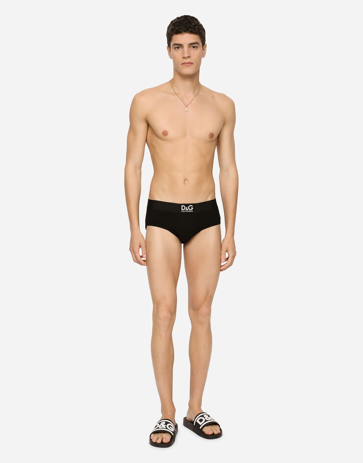 Two-way stretch cotton Brando briefs with D&G patch - 2