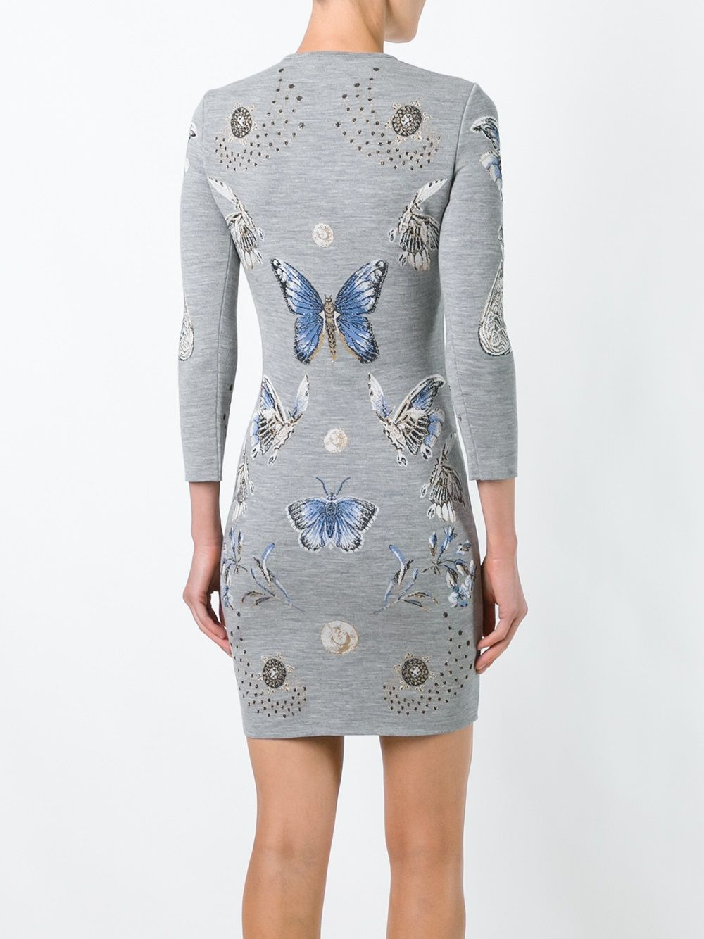 butterfly jacquard knit dress - 4