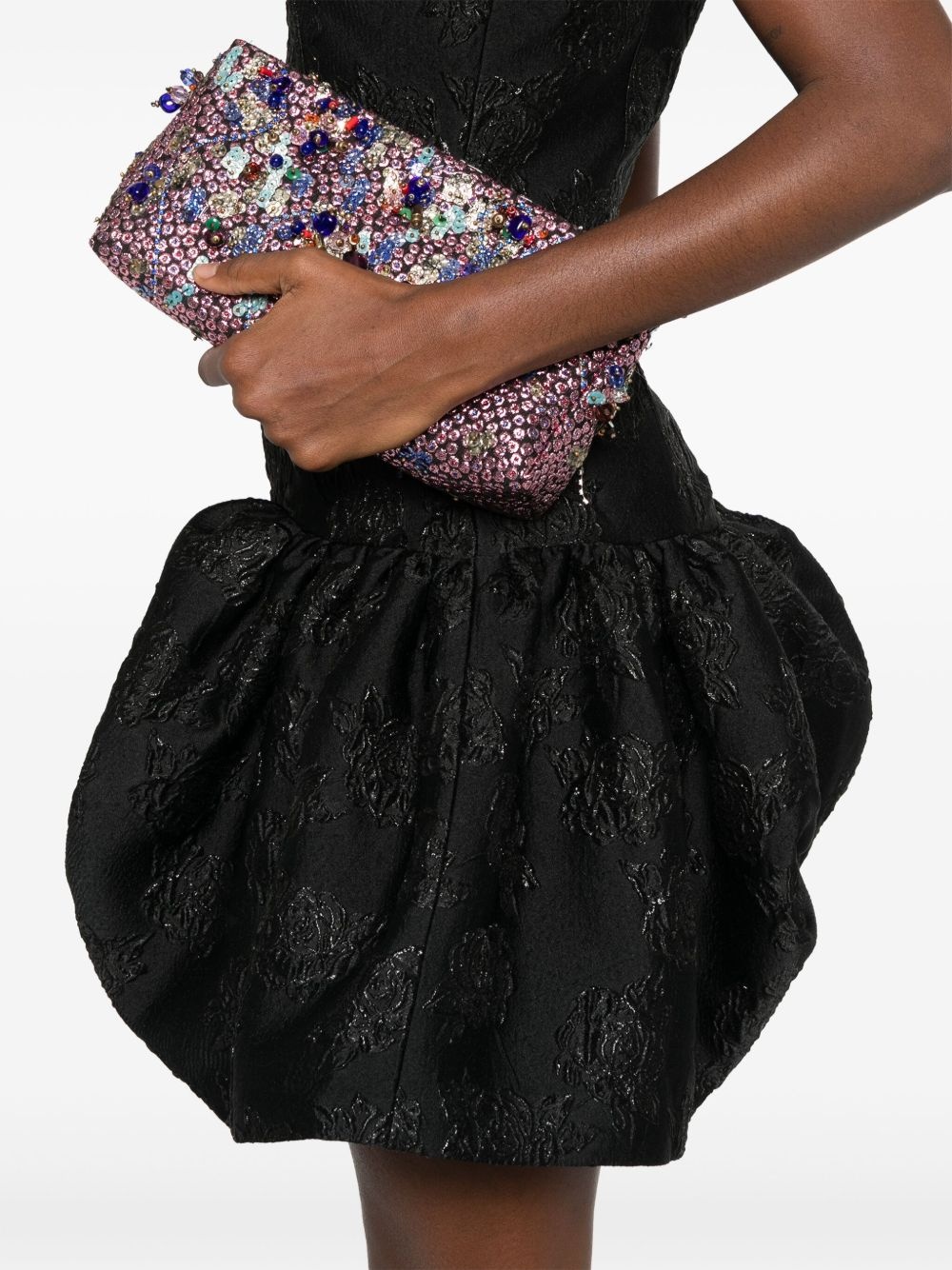 jacquard draped mini dress - 5