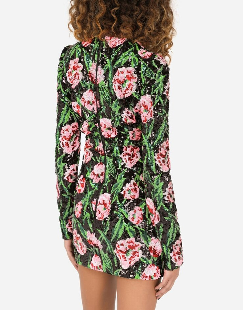 Short dress with sequined tulip embellishment 5