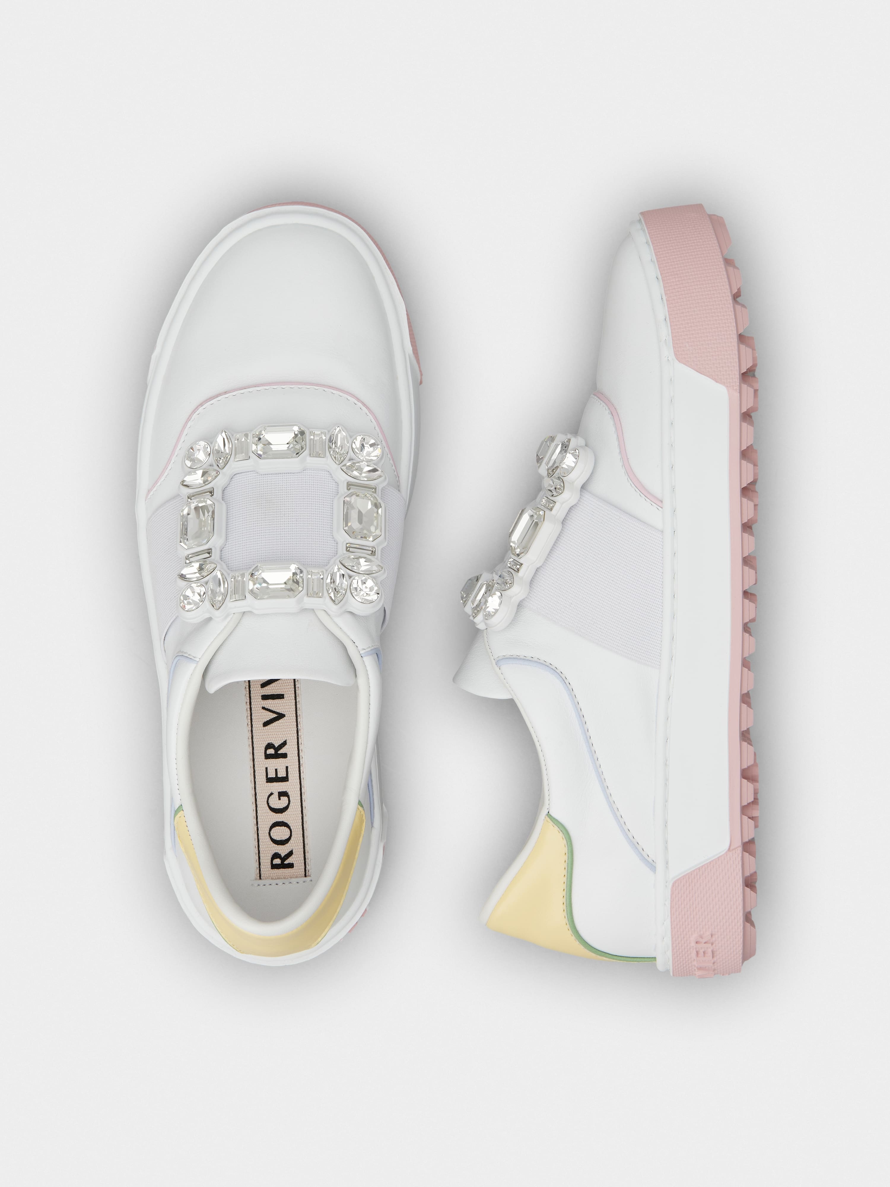Very Vivier Strass Buckle Sneakers in Leather - 4