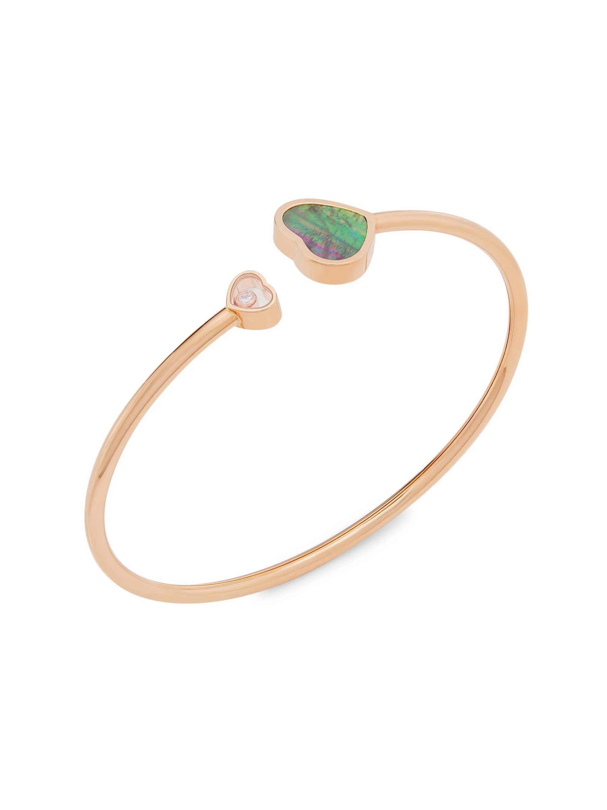 Women's Happy Hearts 18K Rose Gold, 0.05 TCW Diamond & Tahitian Mother-Of-Pearl Bangle - Rose Gold - 1