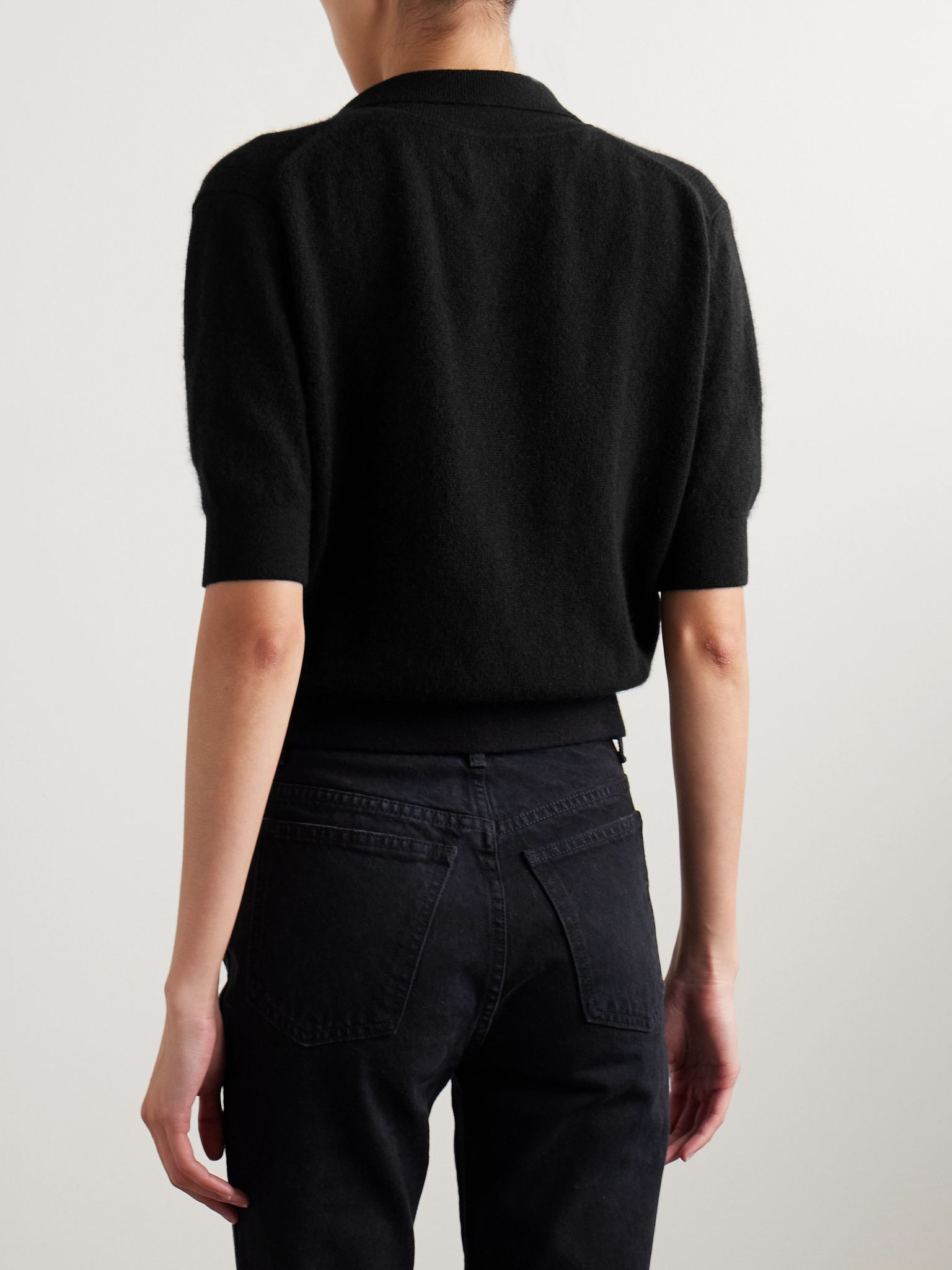 Shrunken Jo cashmere-blend polo shirt Black - 3