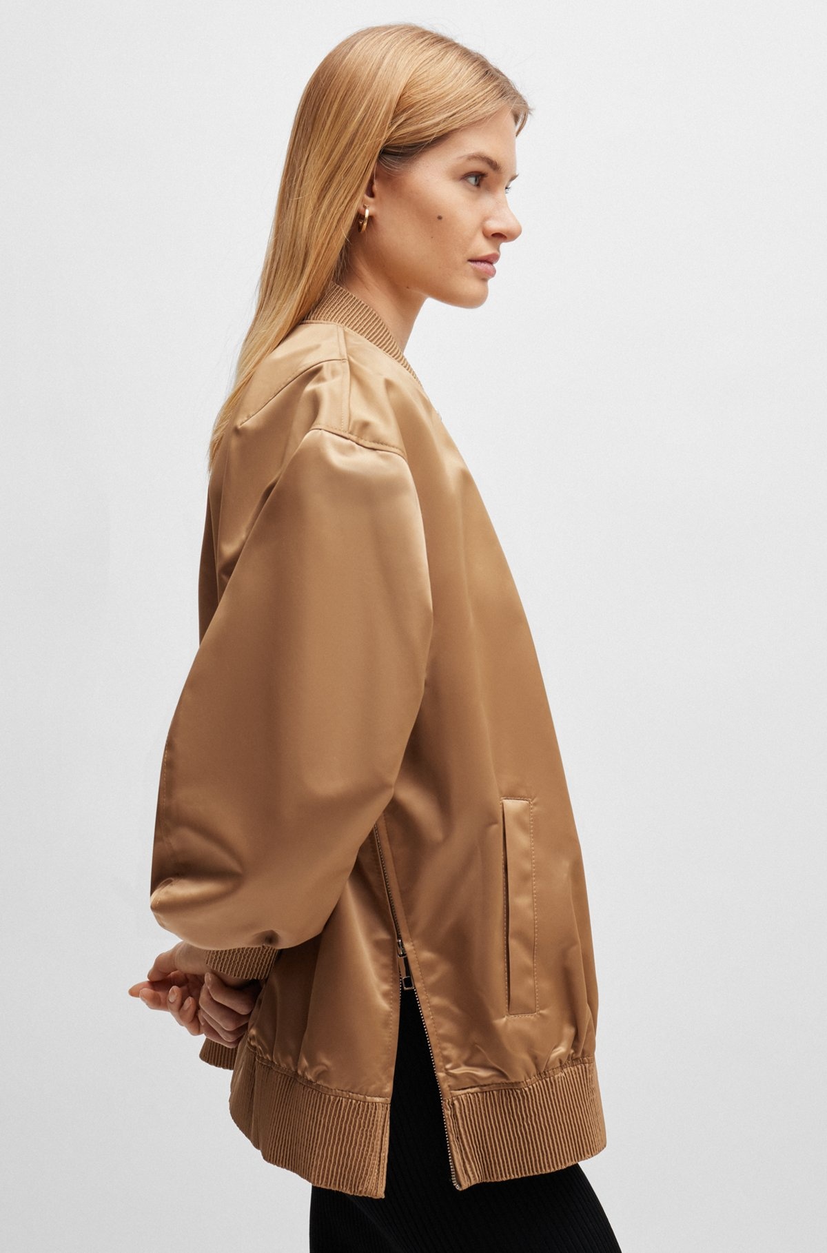 SATEEN BOMBER JACKET WITH DOUBLE MONOGRAM EMBROIDERY - 6