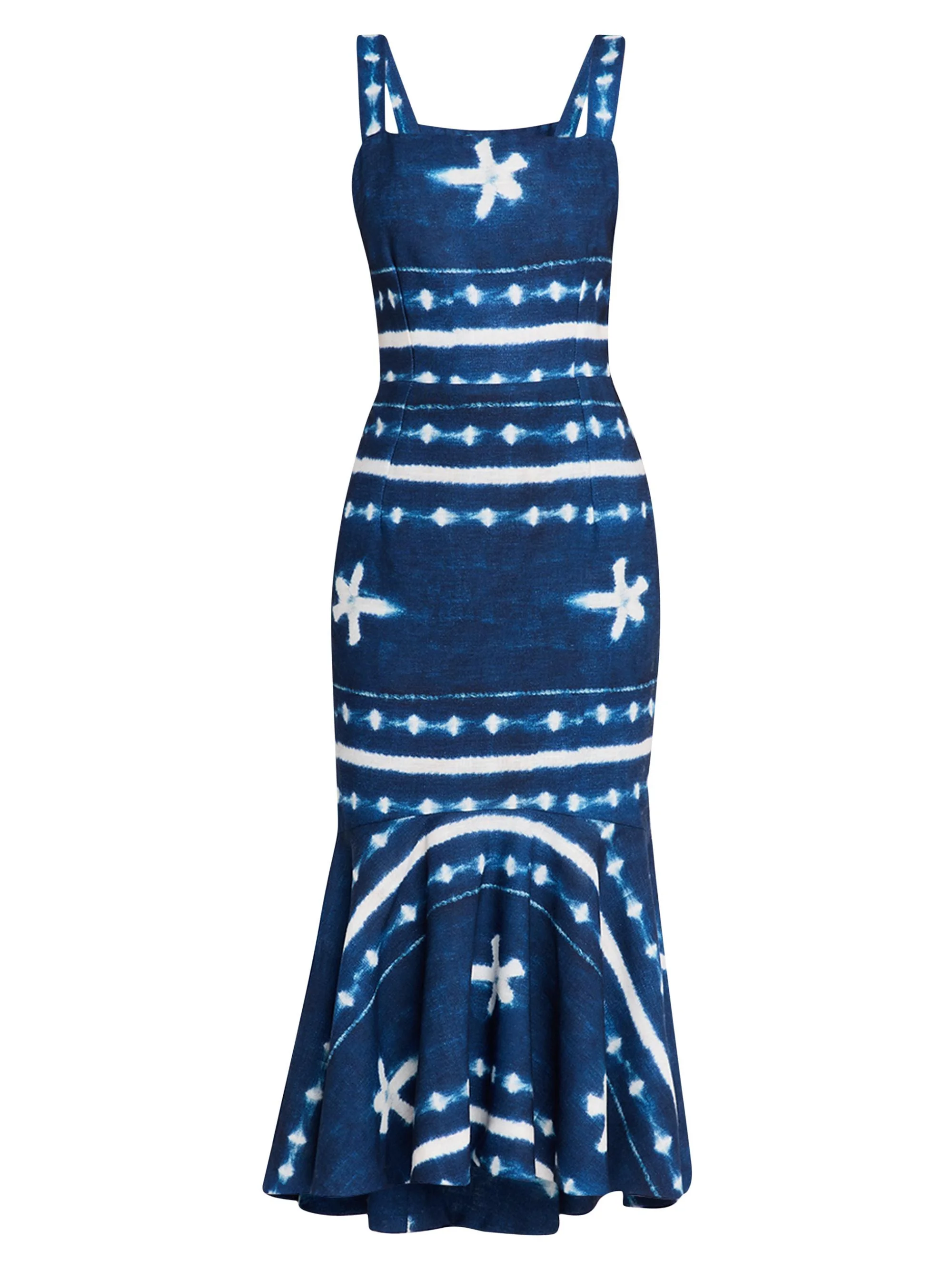 Women's Natasha Tie-Dye Linen Midi-Dress - Blue Multi - 1
