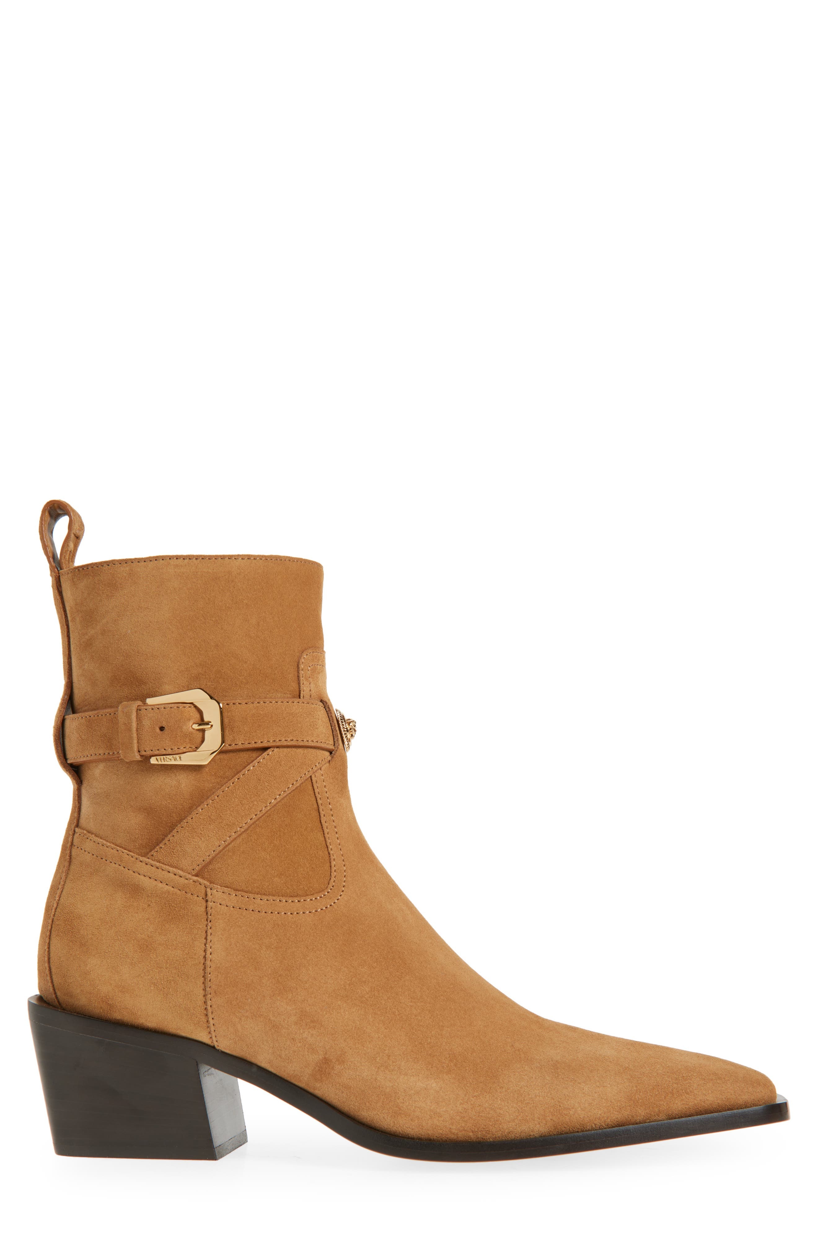 Versace Square Toe Boot in Tobacco-Versace Gold at Nordstrom - 3