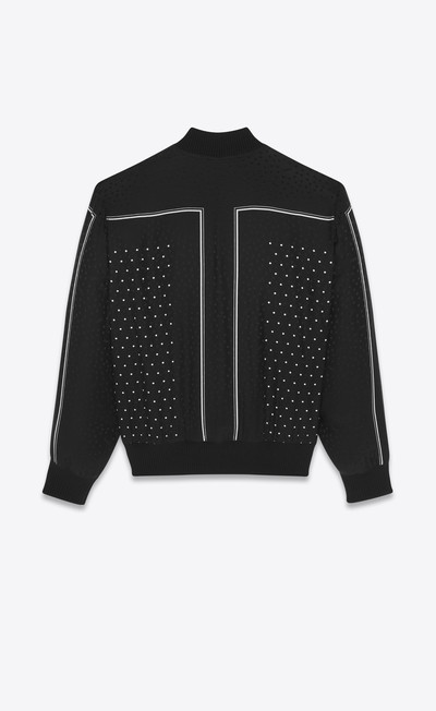 SAINT LAURENT teddy jacket in monogram dotted-print silk outlook