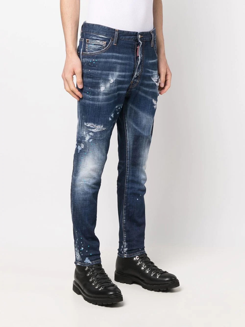 bleached-wash design jeans - 3