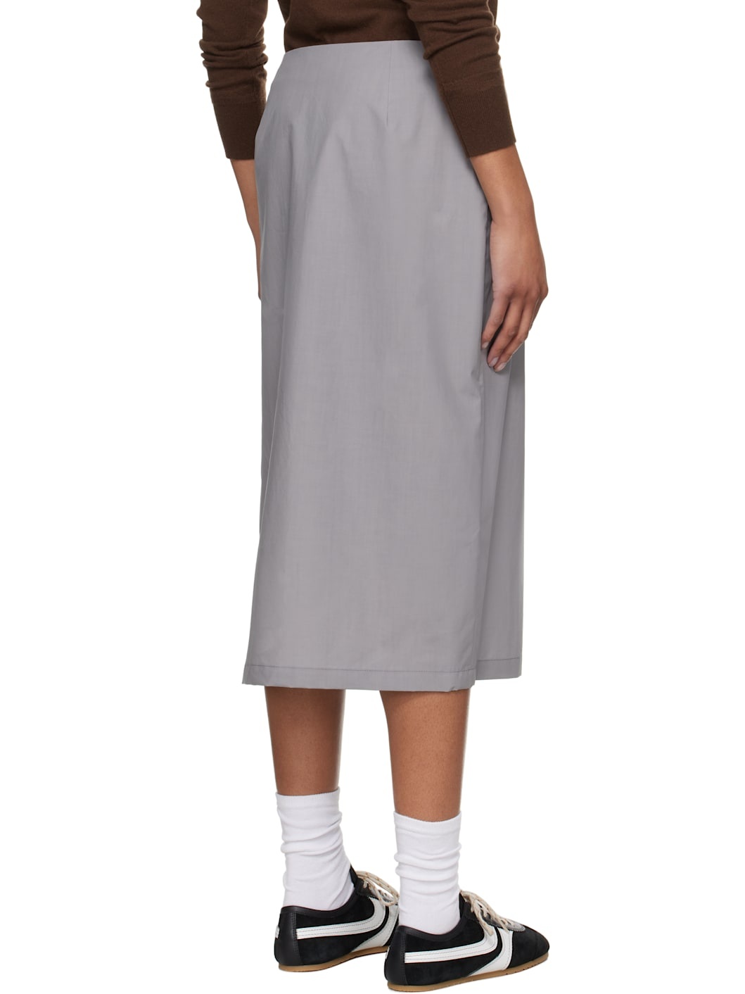 ◆ojos◆ Reversible Midi Padded Skirt Grey 24FW-SK01-GR Brylee Midi Skirt - High Waisted Front Split Skirt in