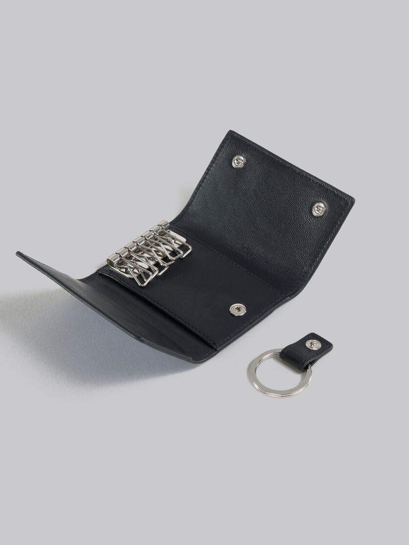Marni BLUE LEATHER KEY HOLDER WITH MARNI MENDING | REVERSIBLE