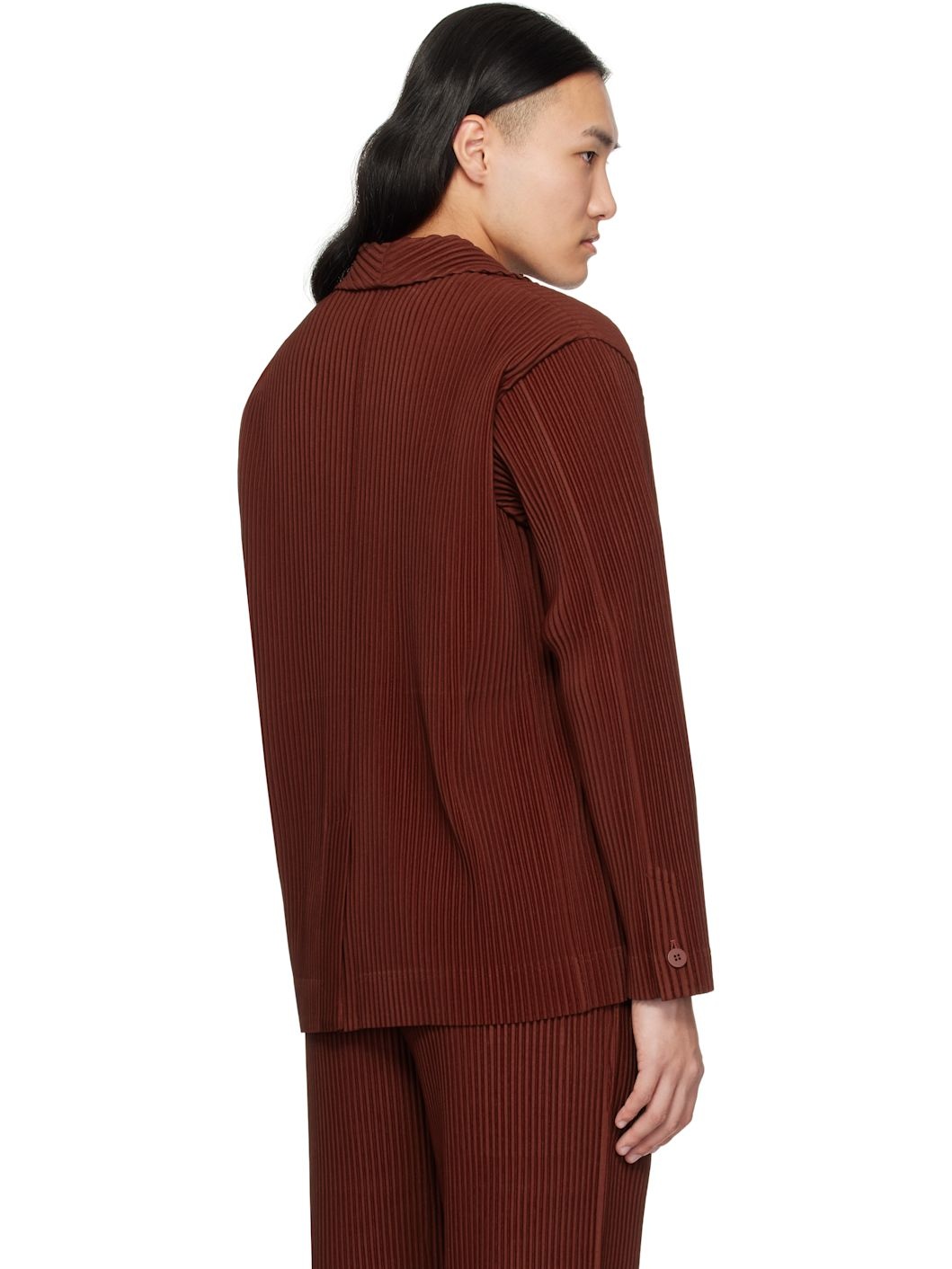 Red Tailored Pleats 2 Blazer - 3