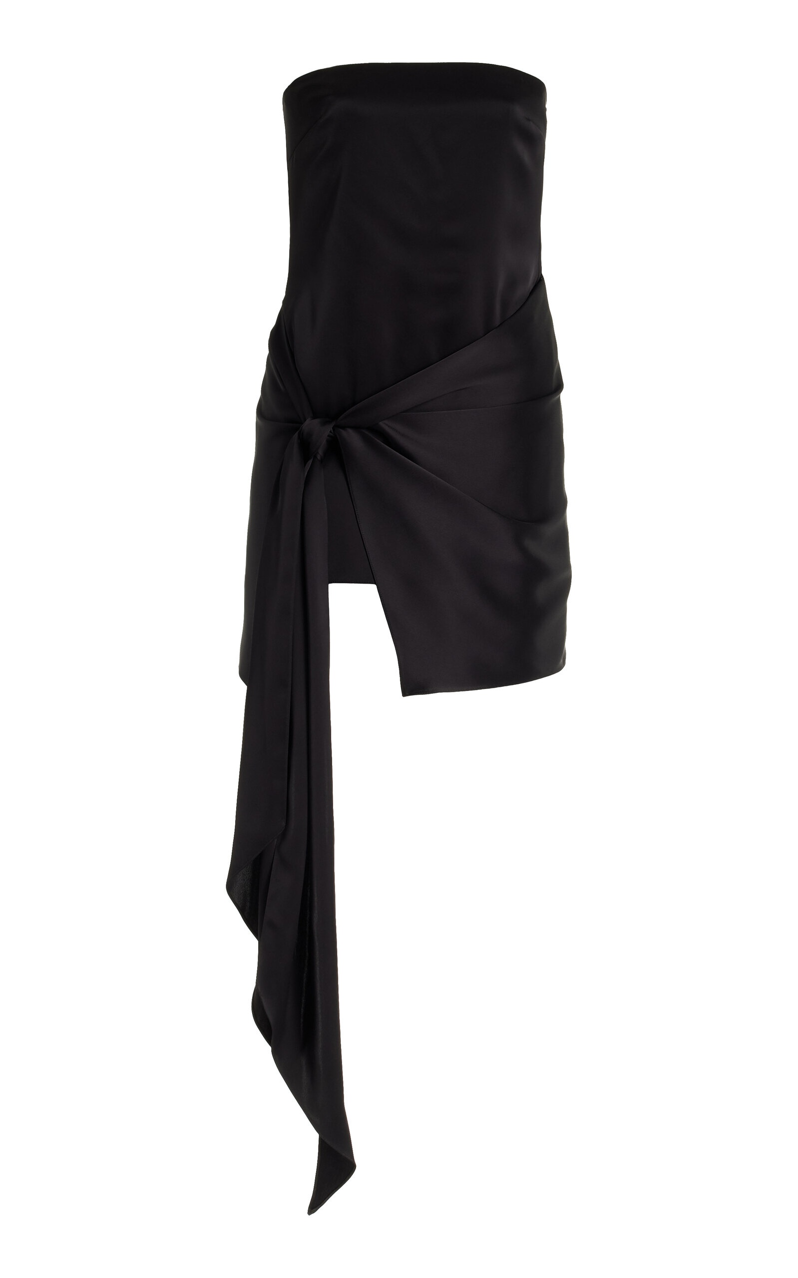 Tie-Detailed Strapless Satin Mini Dress black - 1