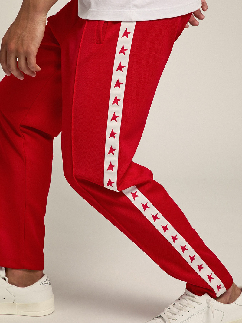 Men's red joggers with stars on the sides 2