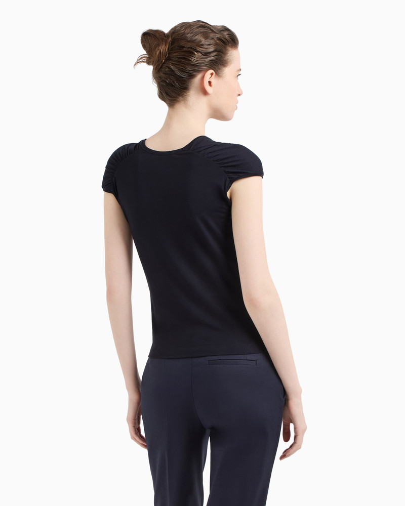 STRETCH-JERSEY T-SHIRT WITH GATHERED SLEEVES 3