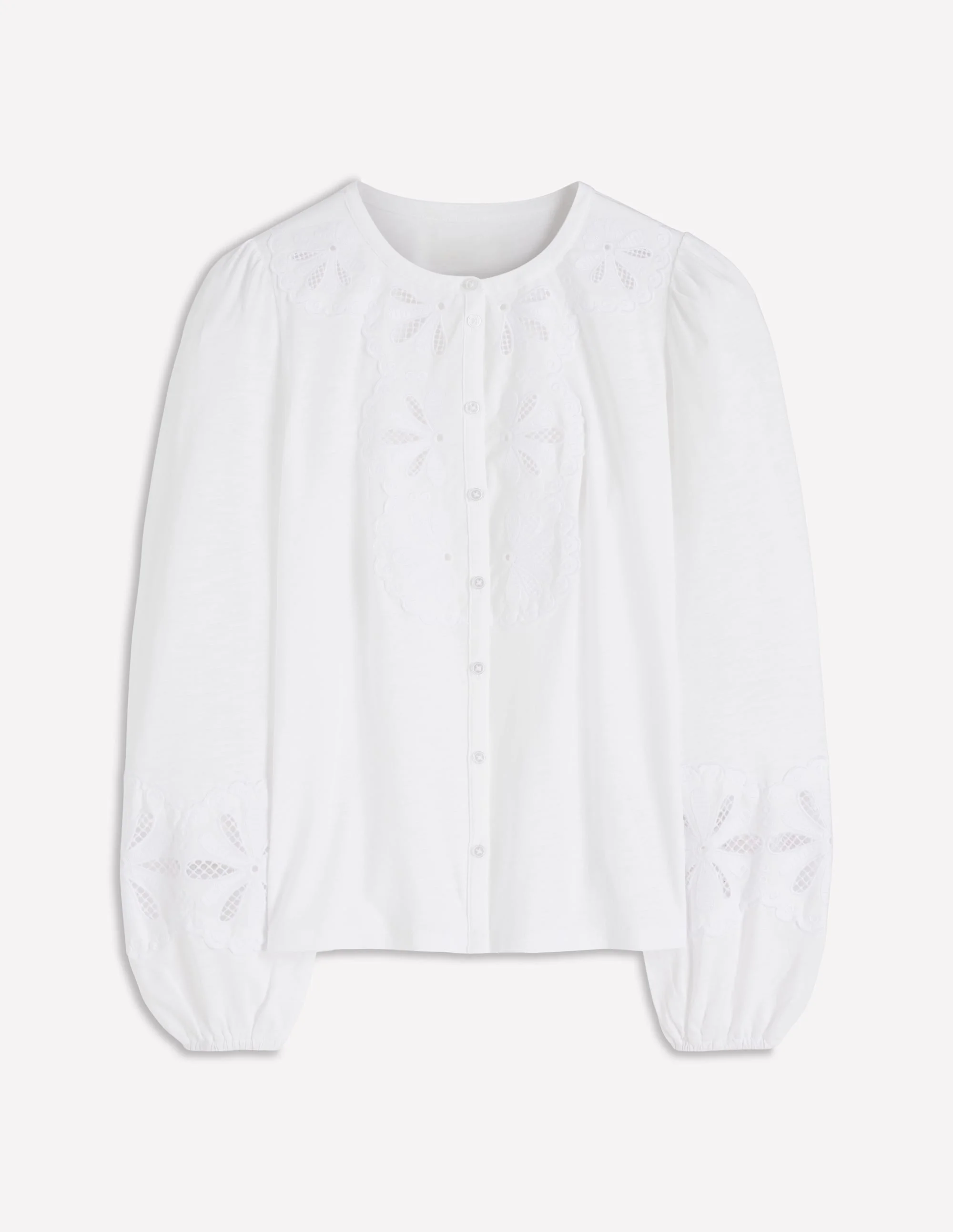 Scallop Cutwork Top-White - 1