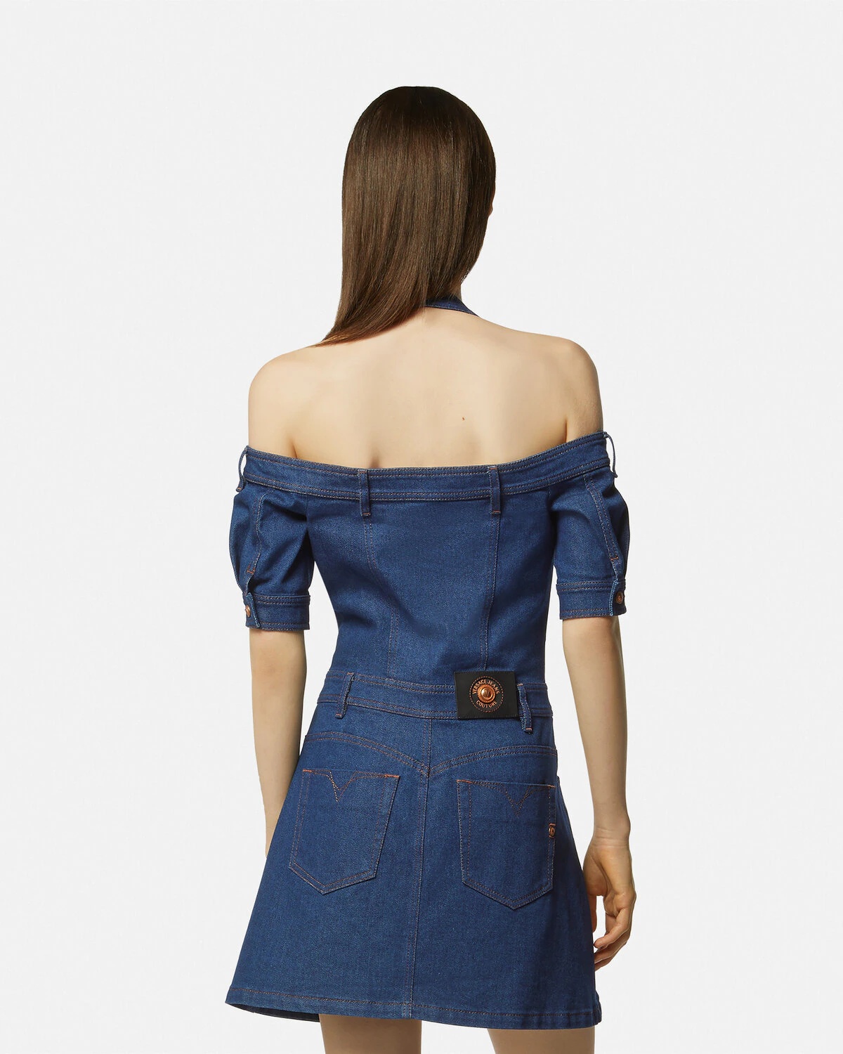 Baroque Buckle Denim Mini Dress - 5