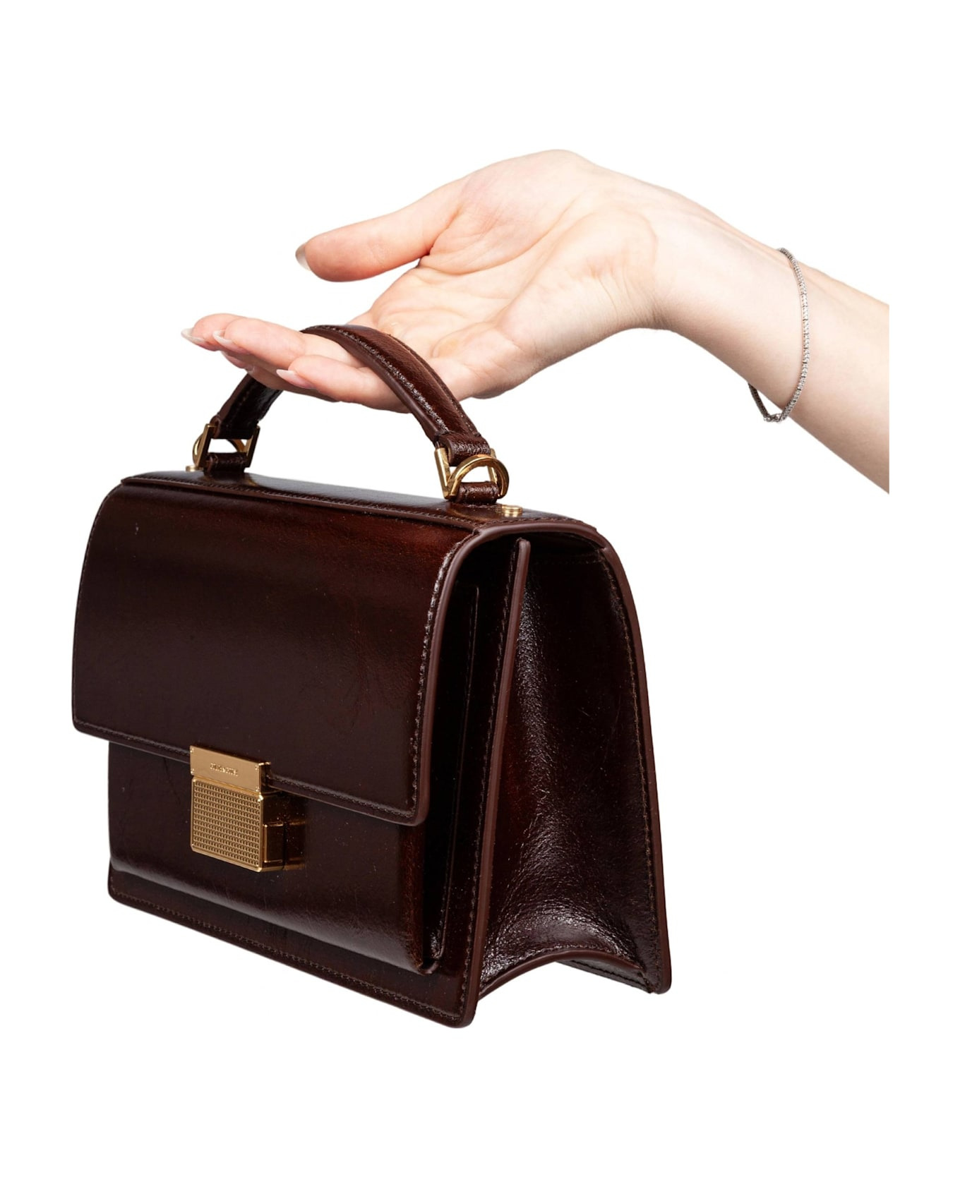 Golden Goose Venezia Leather Handbag Dark Brown Color - 2